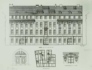 Dresden-Neustadt, Hauptstraße 15: Fassadenaufnahme, Grundriß und Details