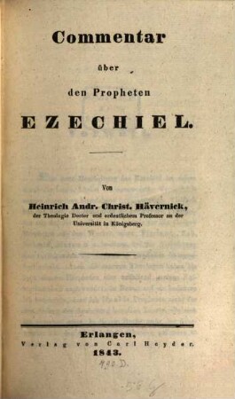 Commentar über den Propheten Ezechiel