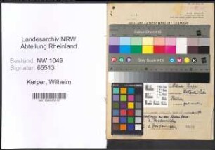 Entnazifizierung Wilhelm Kerper , geb. 09.02.1885 (Arbeiter)