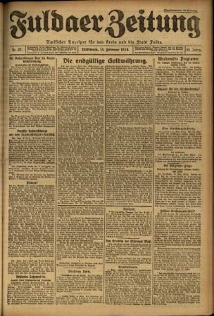 Erste Ausgabe vom Mittwoch, den 13. Februar 1924.