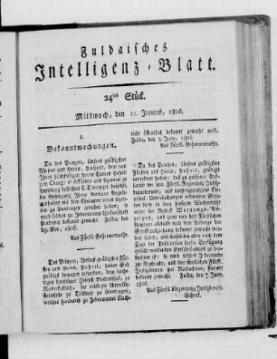 24tes Stück, Ausgabe vom 11. Junius 1806