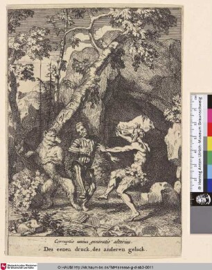 [Illustrationen zu A. Pels Komödie Julfus; Illustration to the First Act of Pels' farce "Julfus"; Nar danst met beer en sater]