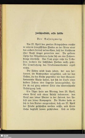 Zwischenstücke, erste Hälfte