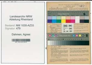 Entnazifizierung Agnes Dahmen , geb. 12.02.1922 (Kinderpflegerin)