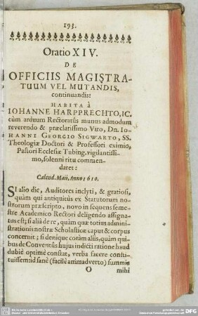 Oratio XIV. Officiis Magistratuum Vel Mutandis, continuandis