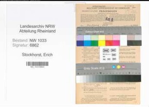 Entnazifizierung Erich Stockhorst , geb. 07.09.1921 (Schweisser)