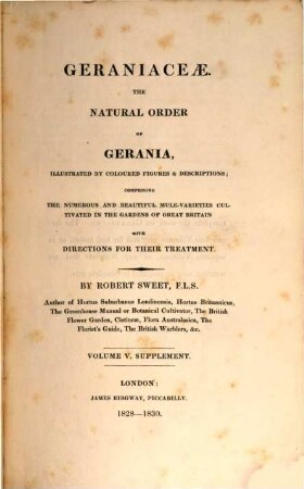 Gervaniceae : The natural Order of Gerania illustr. by coloured fig. and descriptions, 5