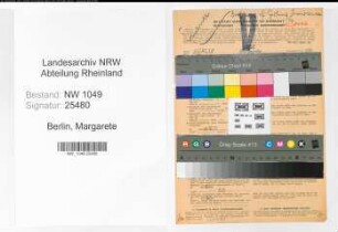 Entnazifizierung Margarete Berlin , geb. 17.01.1898 (Kaufmaennische Angestellte)