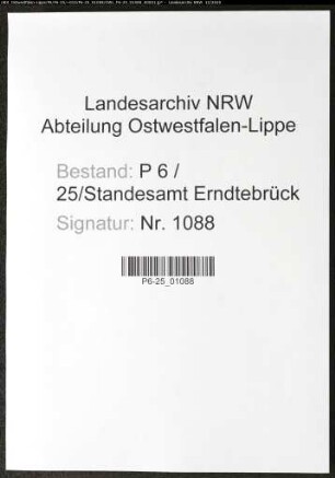 Sterberegister Standesamt Erntebrück