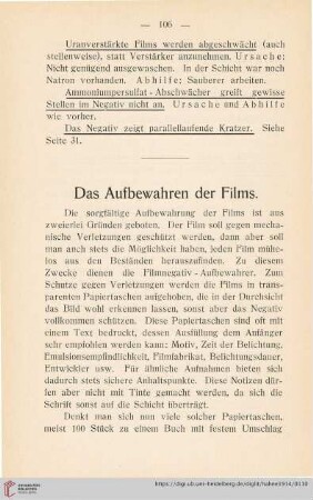 Das Aufbewahren des Films