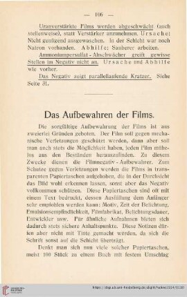 Das Aufbewahren des Films