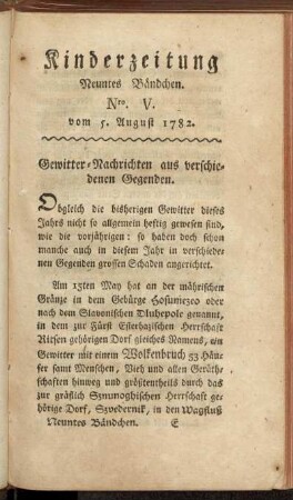 Nro. V. vom 5. August 1782