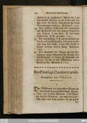 Am Sonntage Quasimodogeniti. Evangelium, Joh. XXIII, v. 1 - 8.