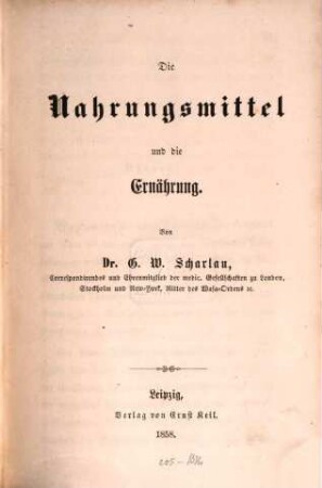 Die Nahrungsmittel und die Ernährung