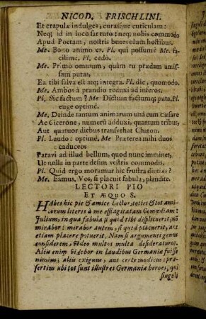 Lectori Pio Et Æquo S.