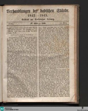 Verhandlungen der badischen Stände, Nr. 485 und 486