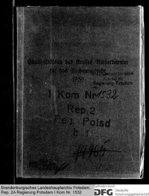 Haushaltspläne des Kreises Niederbarnim für das Rechnungsjahr 1939
