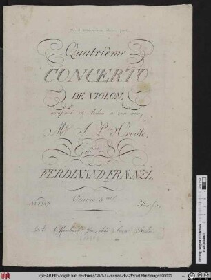 Quatrième Concerto De Violon : Oeuvre 5me