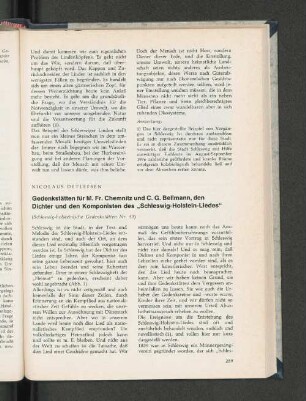 Gedenkstätten für M. Fr. Chemnitz und C.G. Bellmann, den Dichter und den Komponisten des "Schleswig-Holstein-Liedes".