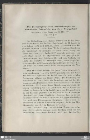 Die Eisbrechung nach Beobachtungen an Grönlands Inlandeis