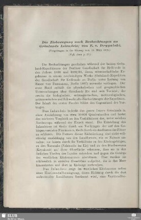 Die Eisbrechung nach Beobachtungen an Grönlands Inlandeis