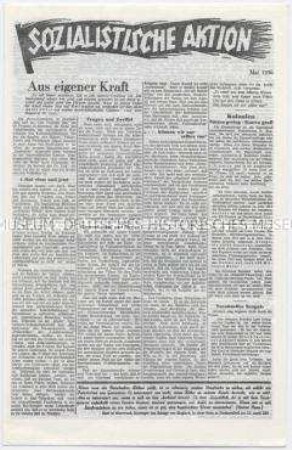 Sozialdemokratisches Exil-Blatt "Sozialistische Aktion" u.a. zu den nationalsozialistischen Feiern am 1. Mai