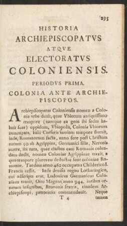 Historia Archiepiscopatus Atque Electoratus Coloniensis