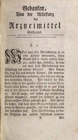 Johann Peter Eberhards der Arzneigelahrtheit Doctors Gedanken Von der Würkung der Arzneimittel im menschlichen Leibe überhaupt