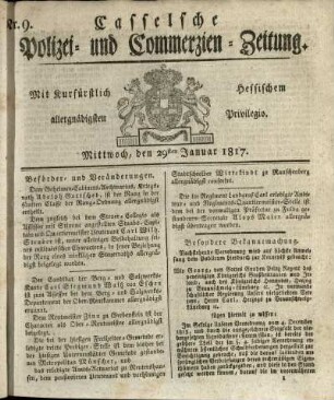 Nr. 9, Mittwoch, den 29sten Januar 1817