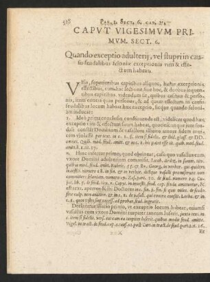 Caput Vigesimum Primum. Sect. 6. Quando exceptio adulterii, vel stupri in causis feudalibus feloniae ...