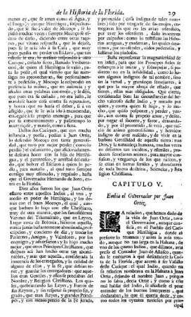 Cap. 5. Embia el Governador por Juan Ortiz.