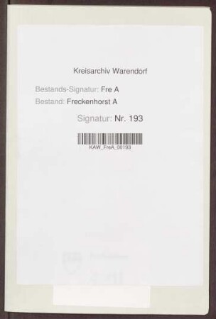 Rechnungsbelege Kirchspiel Freckenhorst
