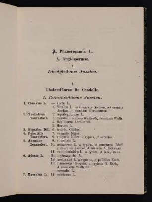 I. Dicotylendones Jussieu.