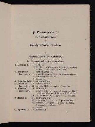 I. Dicotylendones Jussieu.