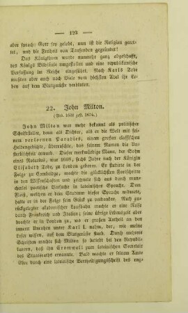 22. John Milton. (Geb. 1608 gest. 1674.)