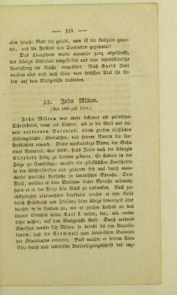 22. John Milton. (Geb. 1608 gest. 1674.)