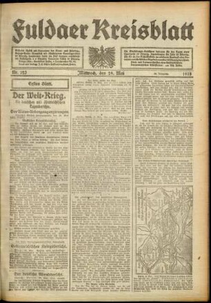 Erste Ausgabe vom Mittwoch, den 29. Mai 1918.