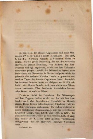 Mykologische Berichte : Übersicht der neuesten Arbeiten auf dem Gebiete der Pilzkunde, [1]