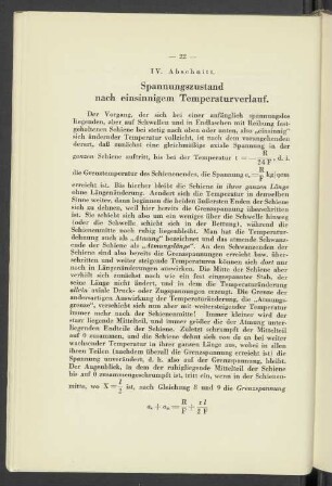 IV. Abschnitt Spannungszustand nach einsinnigem Temperaturverlauf