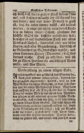 Vorbereitung zu einem seligen Ende