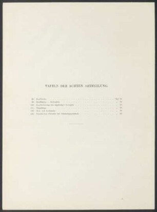 Tafeln der achten Abtheilung.