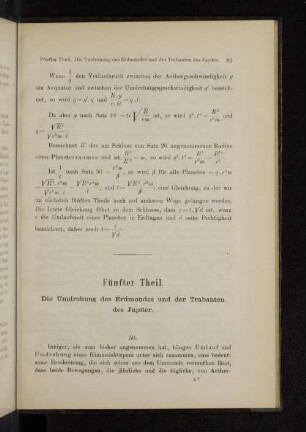 Fünfter Theil. Die Umdrehung des Erdmondes und der Trabanten des Jupiter.