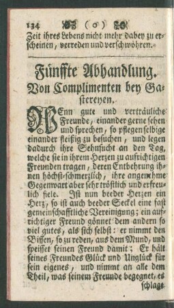 Fünffte Abhandlung. Von Complimenten bey Gastereyen