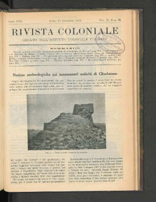 Notizie archeologiche sui monumenti antichi di Ghedames.