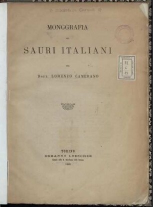 Monografia Dei Sauri Italiani