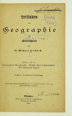 Teil 1: Geographische Grundbegriffe, Übersicht über die Erdoberfläche, Das Königreich Bayern