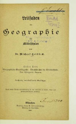 Teil 1: Geographische Grundbegriffe, Übersicht über die Erdoberfläche, Das Königreich Bayern