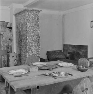 Innenraum mit gedecktem Tisch : Oberlausitz. Museum, Raumaufnahme