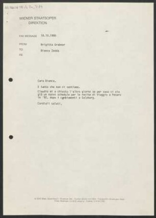 Brief an Bianca Zedda, 18.10.1990