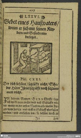 LXXVI. Gebet eines Haußvaters, wenn man sich zu Bette leget